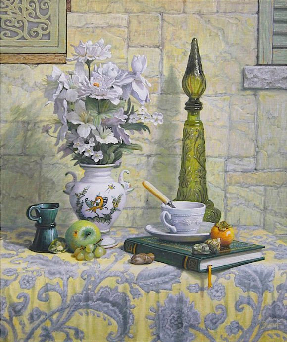 Still life with a Moustier vase